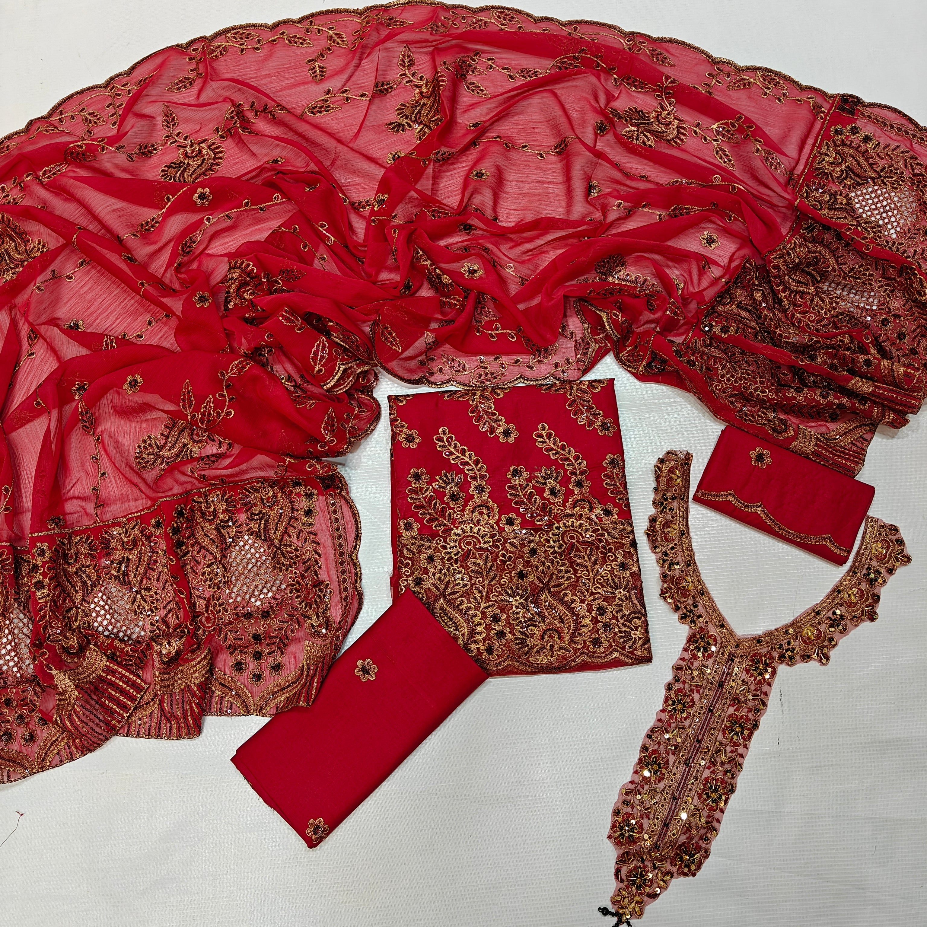 Taj Fancy Heavy Embroidered 3PC Unstitched Memon Clothes